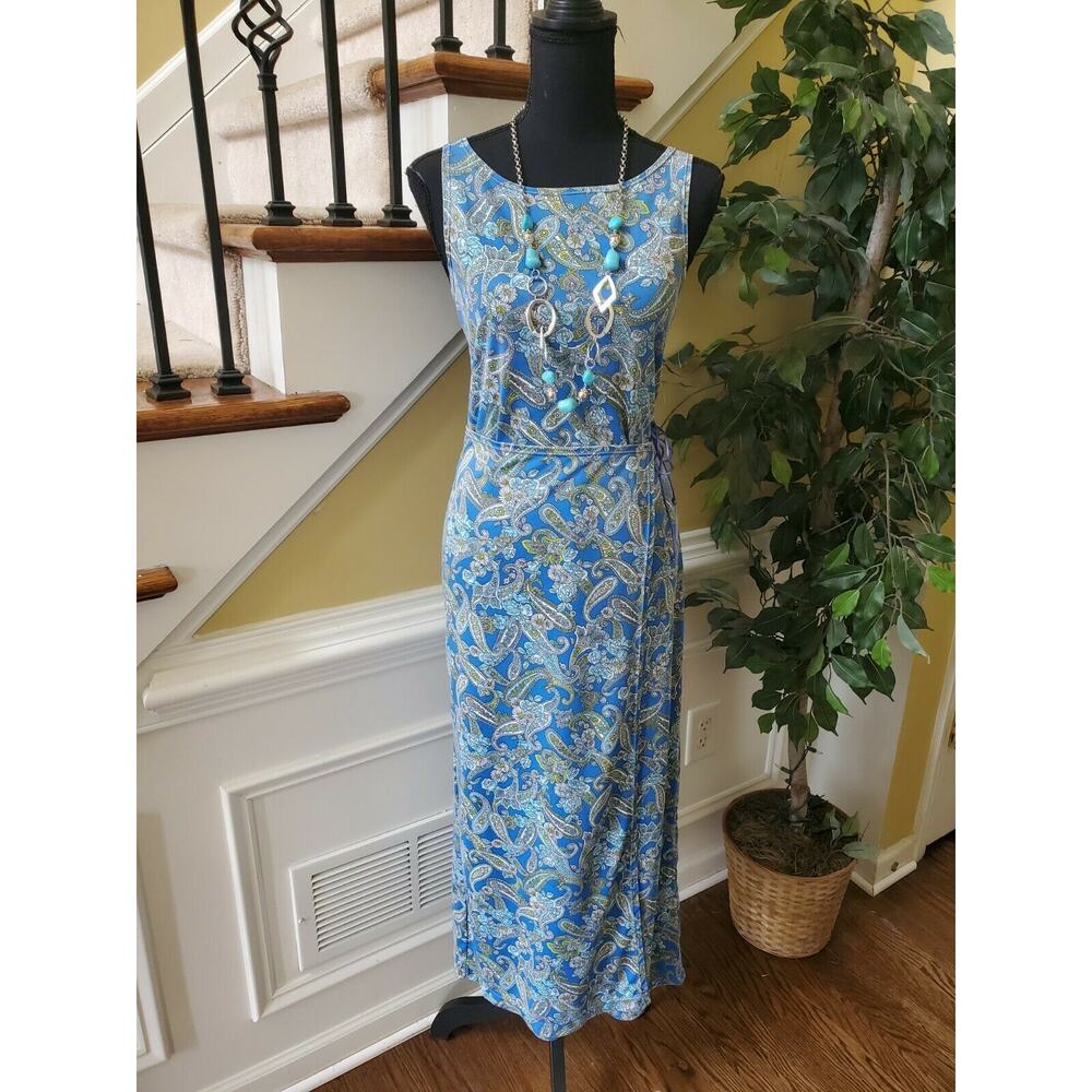 Vtg 1980s Wrap Dress Jumping Joy Sleeveless Polyester Spandex S/M